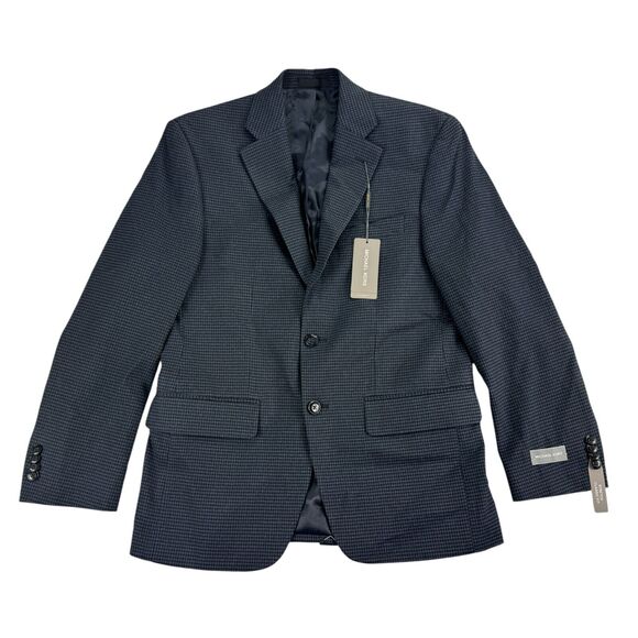 Michael Kors Mens Kent Classic Fit Stretch Houndstooth Sport Coat Blue 36S - Picture 1 of 5